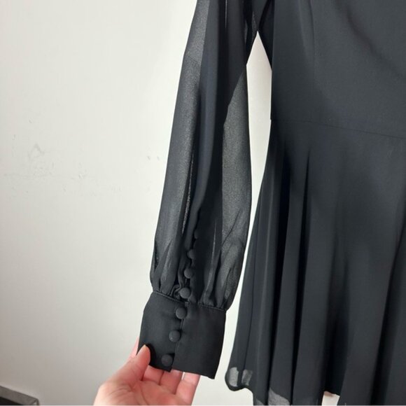 LULUS Sadie May Black Long Sleeve Mini Dress Sheer Size XS Whimsigoth - Picture 13 of 16
